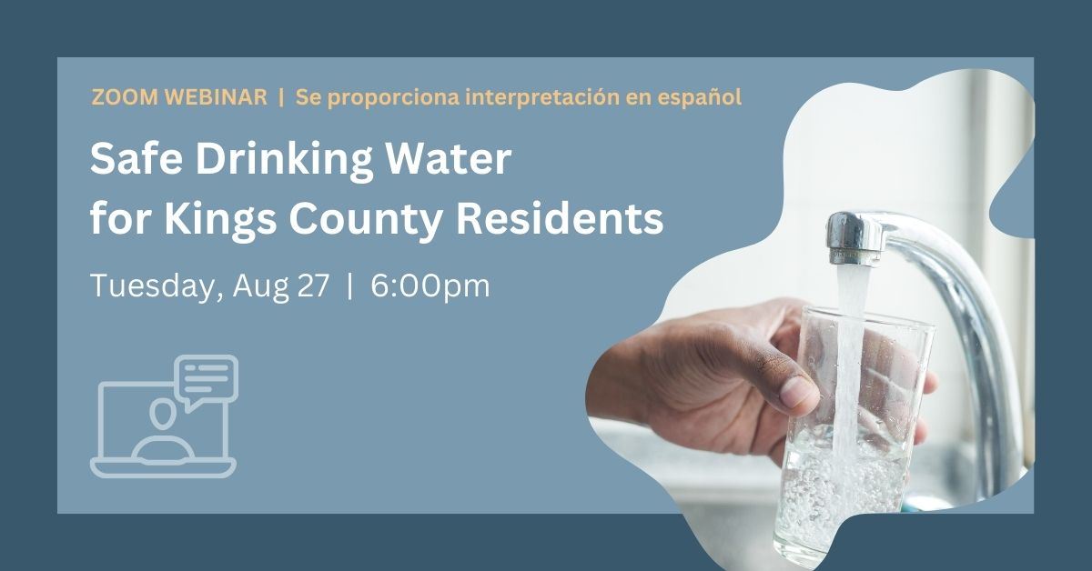 Webinar Featured Image for August 27th Webinar showing imagery of person getting clean water from a faucet